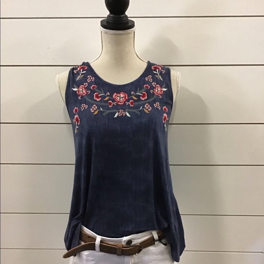 Embroidered Sleeveless Top
